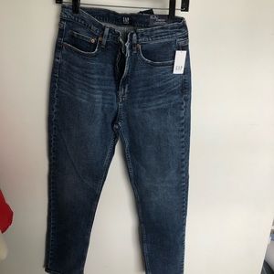 Gap tall high rise cigarette Jean size 8/29 blue, never worn, tag attached.